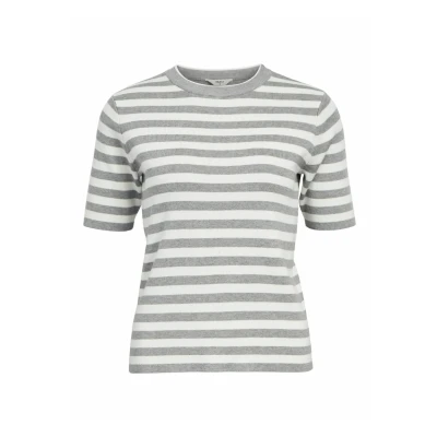 Abbildung von Object Gestreiftes Tshirt print, Damen, Größe: Small, Light grey melange