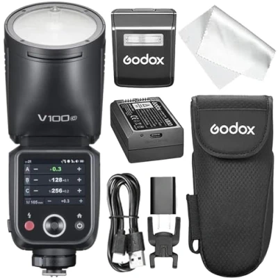 Abbildung von GODOX Blitz V100C Kamerablitz für Canon EOS, 100W Touchscreen Kamera Blitz, Global Shutter HSS 1/8000s Sync Blitzgeräte, Kompatibel mit R6 Mark II, R10, R7, R5, R6, RP, 5D IV, 6D II