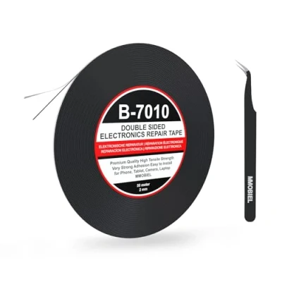 Abbildung von MMOBIEL 2 mm doppelseitiges Klebeband stark klebend Tape 50 m Rolle (Schwarz) für Smartphone Tablet Reparatur