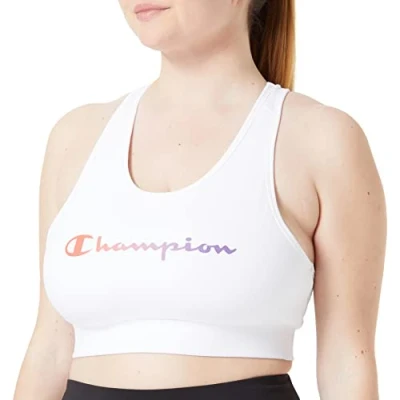 Abbildung von Champion Damen Athletic C Quick Dry Two Tone Logo Sport BH, Bianco, S