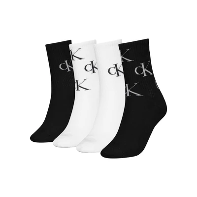 Abbildung von Calvin Klein Underwear Women SOCK Giftbox LOGO 4 PACK Socken, Damen, Größe: One Size, Black/white