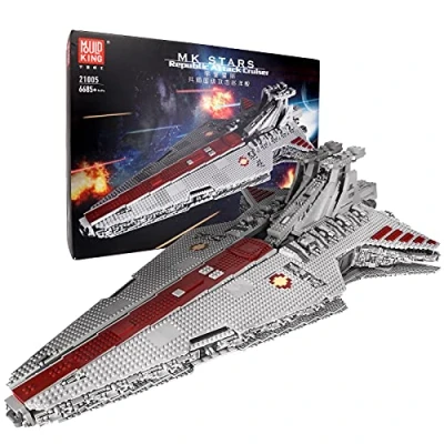 Abbildung von Mould King 21005 Technik Raumkreuzer Modell,6685 Teile Sternenzerstörer Angriffskreuzer Groß MOC Klemmbausteine Set Kompatibel mit Republik der Venator Klasse