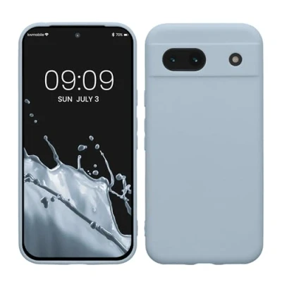 Abbildung von kwmobile Handyhülle kompatibel mit Google Pixel 8a Hülle Handy Case aus weichem Silikon in Hellblau matt