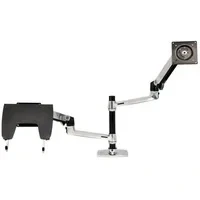 Abbildung von ERGOTRON LX Dual Monitor Arm in Schwarz Tischhalterung mit patentierter CF Technologie für 2 Bildschirme nebeneinander bis 27 Zoll und 33cm Höhenverstellung