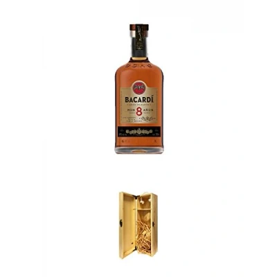 Abbildung von Bacardi 8 Jahre 0,7 Liter + 1a Whisky Holzbox für 1 Flasche mit Hakenverschluss