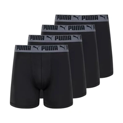 Abbildung von PUMA Herren 4er Pack Active Stretch Boxershorts Retroshorts, Schwarz, Medium
