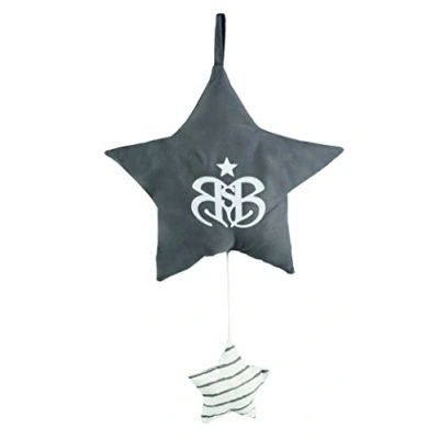 Abbildung von roba Spieluhr &#039;Rock Star Baby 3&#039;, Einschlafhilfe, Textil Stern waschbar, Babyzimmer Deko grau / weiß
