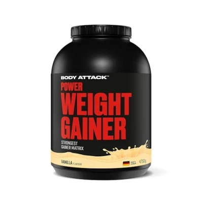 Abbildung von Body Attack Weight Gainer Vanilla 4,75 kg Dein Mass für Masseaufbau &amp; Muskelaufbau Mit Whey Protein, BCAA und Kohlenhydraten fettarmer Masse Shake hochwertige Kalorien