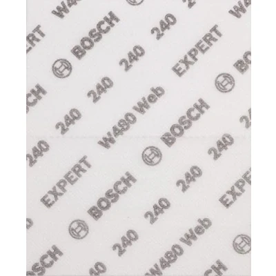Abbildung von Bosch 2x EXPERT W480 Web 1/4 Handschleifblatt (für Hartholz, Farbe auf Holz, Ø 115x140 mm, Körnung 240, Professional Zubehör Handschleifen)