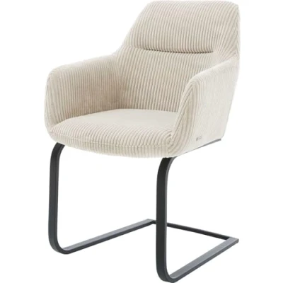 Abbildung von DELIFE Polsterstuhl Pejo Flex, Freischwinger flach Schwarz Cord Beige