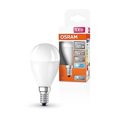 Abbildung von OSRAM LED Star Classic P60 Lampe für E14 Sockel, Tropfenform, matte Optik, 806 Lumen, kaltweiß (4000K), Ersatz herkömmliche 60W Glühbirnen, nicht dimmbar, 1er Pack