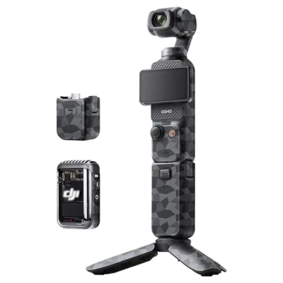 Abbildung von JJC Kameraschutz Aufkleber, Körperwicklung, Schutzhülle für DJI Osmo Pocket 3 Gimbal Kamera 3M Schutzfolie, kratzfeste Aufkleber (dunkelgrau, geometrisch)