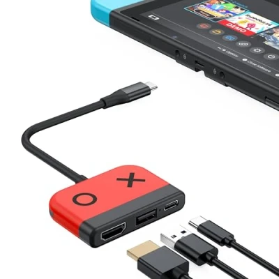 Abbildung von Switch Dock for Nintendo OLED, 3 in 1 TV Adapter with 4K HDMI, USB 3.0 Port, Type C 100W Charging, Portable Docking Station Travel, Samsung Dex S24, MacBook