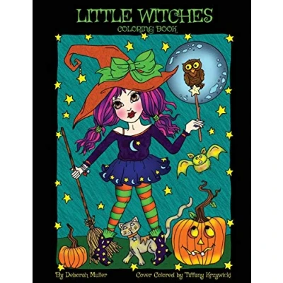 Abbildung von little Witches: witches Coloring Book by Deborah Muller. Mischievious and whimsical that will make you giggle smile.