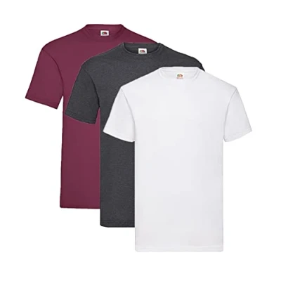 Abbildung von Fruit of the Loom Valueweight T Shirt Diverse Farbsets S M L XL XXL 3XL 4XL 5XL (3XL, 1x Weiss + Burgund Dark Heather 1HL Kauf Notizblock)