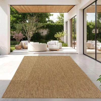Abbildung von TT Home Teppich Für Outdoor Küchenteppich Balkon Terrasse Unifarbenes Design Modern, Farbe: Coffee, Größe:160x220 cm