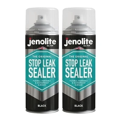 Abbildung von JENOLITE Stop Leak Dichtungsspray SCHWARZ 2x400 ml Wasserdichtes Leckversiegelung für Dachrinnen und Flachdächer Dachrinnenversiegelung, Dachreparatur, Flachdachreparatur