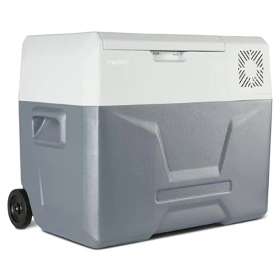 Abbildung von MEDION Mobile Kühlbox mit Kompressor (elektrisch, 39 Liter Stauraum, 60 Watt, 20C bis 20C, LED Anzeige, USB, 230V 12V 24V KFZ Adapter, für Auto LKW Reisemobil Camping Garten, MD13111)
