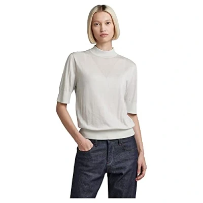 Abbildung von G STAR RAW Damen Core Mock Neck Knitted Pullover, Grau (oyster mushroom D21962 D166 D607), S
