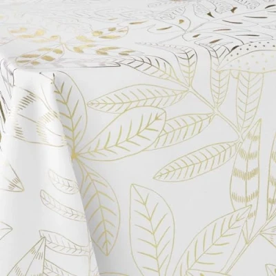 Abbildung von Douceur d&#039;Intérieur, Belflor Tischdecke, rechteckig, 150 x 240 cm, Weiß/Gold, Polyester, Bedruckt mit Metallic,