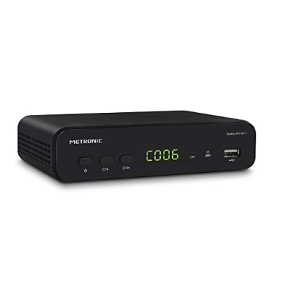 Abbildung von Metronic 441624 Zapbox HD SH.1 DVB T2 HEVC Receiver, PVR Funktion, USB Buchsen, HDMI, SPDIF, RJ45, Fernbedienung, Schwarz