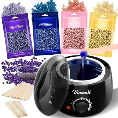 Abbildung von Wachswärmer Waxing set Wax maschine: Vinmall Wachsmaschine enthaarung Warmwachsgerät mit Wachsperlen für Wachs Haarentfernung, heißwachsgerät schwarz