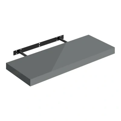 Abbildung von WOLTU Wandregal grau, Regal Wand, Schweberegal, Regalbrett, Wandboard, mit Metallhalterung, unsichtbare Montage, für Küche Badezimmer Wohnzimmer Schlafzimmer, aus MDF, 60x22,9x3,8 cm