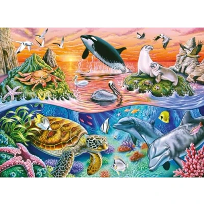 Abbildung von Ravensburger Kinderpuzzle 10681 Bunter Ozean Unterwasserwelt Puzzle für Kinder ab 6 Jahren, mit 100 Teilen im XXL Format