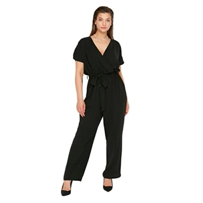 Abbildung von Trendyol Damen, einfarbig, gewebt, Übergröße Overalls, Schwarz, 68 Größen