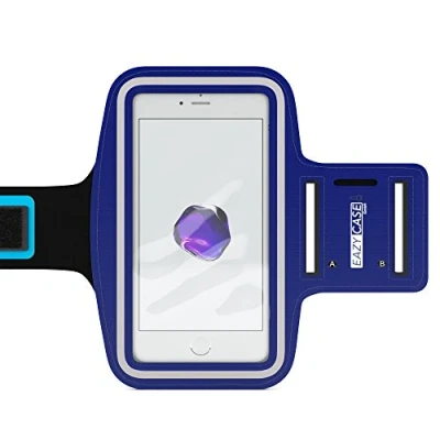Abbildung von EAZY CASE Sport Armband für Smartphones bis 5,5 Zoll, schweißfest I Sportarmband Unisex, Sporthülle, Handyhülle, Armtasche mit Kopfhöreröffnung &amp; Schlüsselfach, dunkel Blau