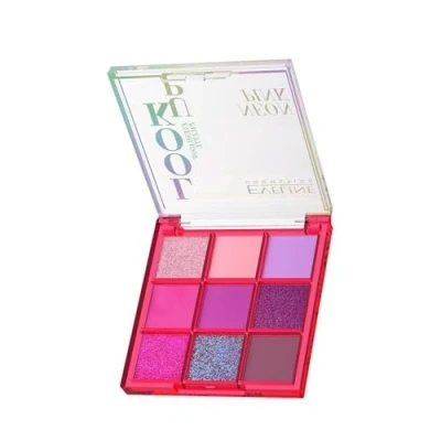 Abbildung von Eveline Cosmetics Look up Neon Pink Lidschattenpalette 9 mischbare Nuancen für mutige und atemberaubende Augen Make Looks