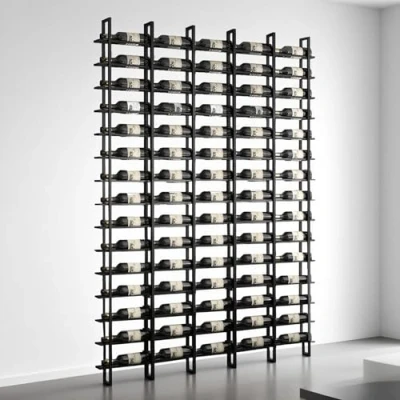 Abbildung von Weinregal Wand Metall, Modern Wandhalter Schwarz Flaschenregal, 15 Schichten 75 Flaschen hängenden Weinflasche Regal, für kommerzielle Restaurants Speisekammer Bar Weinkeller (75 Flaschen)