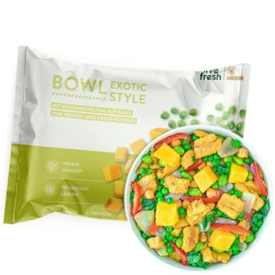 Abbildung von LiveFresh Exotic Style Curry 14 x 400g vegane Diät Feriggerichte Low Carb Lebensmittel mit 29g Protein und nur 430 kcal pro Portion Schnell zubereitet Schonend schockgefrostet