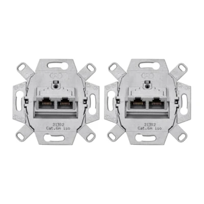 Abbildung von 2 x Rutenbeck UAE Cat. 6A iso Universal Anschlussdose/Datendose LAN 136104070, fach RJ45, 10 Gbit/s, Unterputz, geschirmt