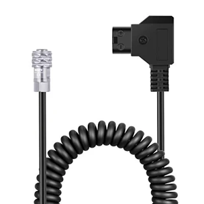 Abbildung von NEEWER D Tap auf BMPCC Stromkabel aufgerollt 4K/6K kompatibel mit Blackmagic Pocket Cinema Kamera Gold Mount V Akku Weipu 2 polig weiblich P Tap, 40,64 127 cm Länge