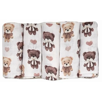 Abbildung von FENSILO Baby Mulltücher Spucktücher Mullwindeln 5er Pack 70x80 cm für und NeugeboreneMusselintücher Jungen MädchenSpucktücher aus BaumwolleAbwischen10014