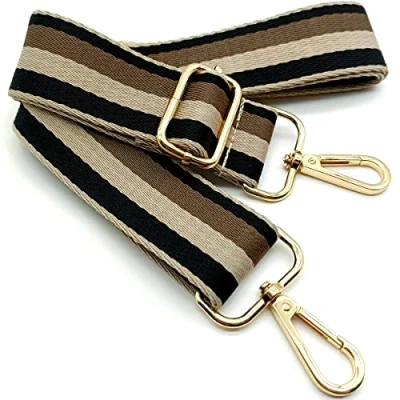 Abbildung von Verstellbarer Schultergurt Tasche Schwarz braun weiß, Taschengurte zum Wechseln, Taschengurt Breit mit Karabiner Gold,80 130 cm Tragegurt für Damen Schulterriemen, Moderne Handtasche, 3.8cm, 24