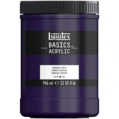 Abbildung von Liquitex 8870365 Basics Acrylfarbe, monopigmentierte Künstlerpigmente, lichtecht, mittlere Viskosität, Archivqualität, seidenglänzender Finish, 946ml Topf Dioxazinpurpur