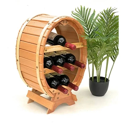 Abbildung von DanDiBo Weinregal Holz Stehend Weinfass 6 Flaschen Natur Flaschenregal Flaschenhalter Fass