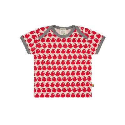 Abbildung von T Shirt mit Vogel Print, GOTS Zertifiziert
