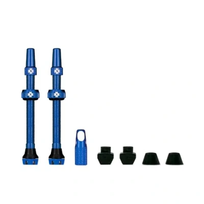 Abbildung von Muc Off Blaue Presta Tubeless Ventile, 60 mm Hochwertige Anti Leck Fahrradventile mit integriertem Werkzeug zum Entfernen des Ventilkerns