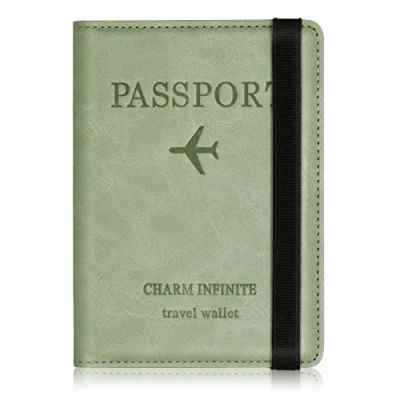 Abbildung von Impfpass Hülle Reisepasshülle, Urlaub Zubehör, Kunstleder Passhülle mit RFID Blocker, Schutzhülle Tasche für Kreditkarten Damen Herren Reisepass, Ausweis und Reisedokumente,Travel Organizer（Grün）
