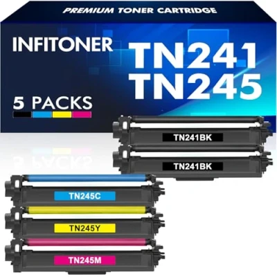 Abbildung von 5er Pack TN241 TN245 Kompatible für Brother MFC 9332CDW Toner DCP 9022CDW 9142 CDN HL 3142CW 9142CDN 9020CDW 3152CDW 3140CW TN241BK TN245C TN245Y TN245M