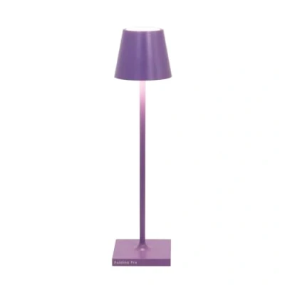 Abbildung von Zafferano, Poldina Micro Lampe, Kabellose, Wiederaufladbare Tischlampe mit Touch Control, Geeignet für Wohnzimmer und Außenbereich, Dimmer, 2200 3000 K, Höhe 27,5 cm, Farbe Blaulila