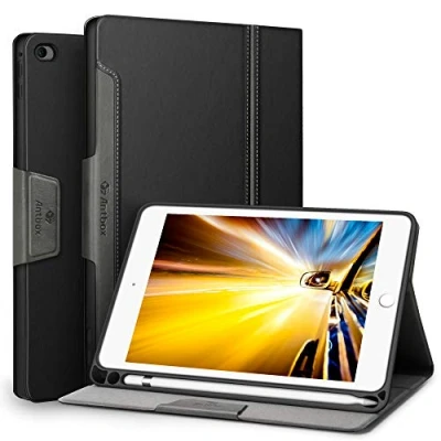 Abbildung von Antbox Hülle für iPad Mini 5 2019 7.9 Zoll/iPad 4 mit Apple Pencil Halter Auto Schlaf/Wach Funktion PU Ledertasche Schutzhülle Smart Cover Stand (Schwarz)