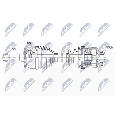 Abbildung von NTY NPW KA 380 Antriebswelle Vorderachse rechts KIA: CARNIVAL / GRAND 3