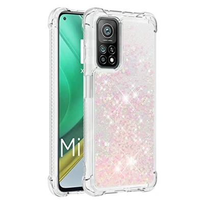 Abbildung von KBIKO zxl Kompatibel mit Xiaomi Mi 10T Pro Glitzer Hülle,Mädchen Glitzern Handyhülle,Paillette Flüssigkeit Clear Silikon Schutzhülle für / Pro.Silver Pink YBL