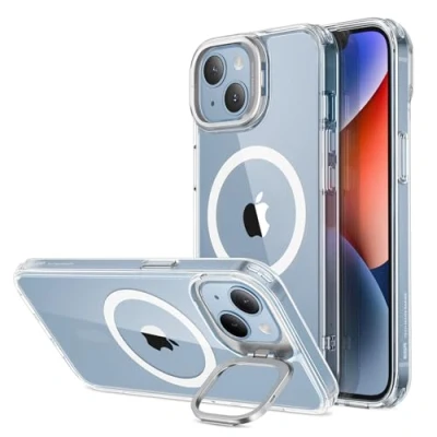 Abbildung von ESR für iPhone 13 Hülle und 14 Hülle, kompatibel mit MagSafe, Classic Ständer HaloLock, Militärnorm Schutz Case, integrierter Kamera Ringständer Handyhülle, Kratzfeste Rückseite, Klar