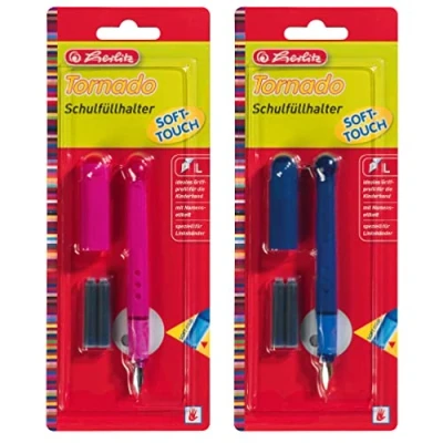 Abbildung von Herlitz Tornado Füllhalter für Linkshänder farbig sortiert (pink oder blau), 1 Stück