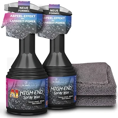 Abbildung von detailzone Auto Pflege Set: 2x Dr. Wack A1 HIGH END Spray Wax Lack Versiegelung, Wachsversiegelung + Premium Mikrofaser 520GSM Poliertuch
